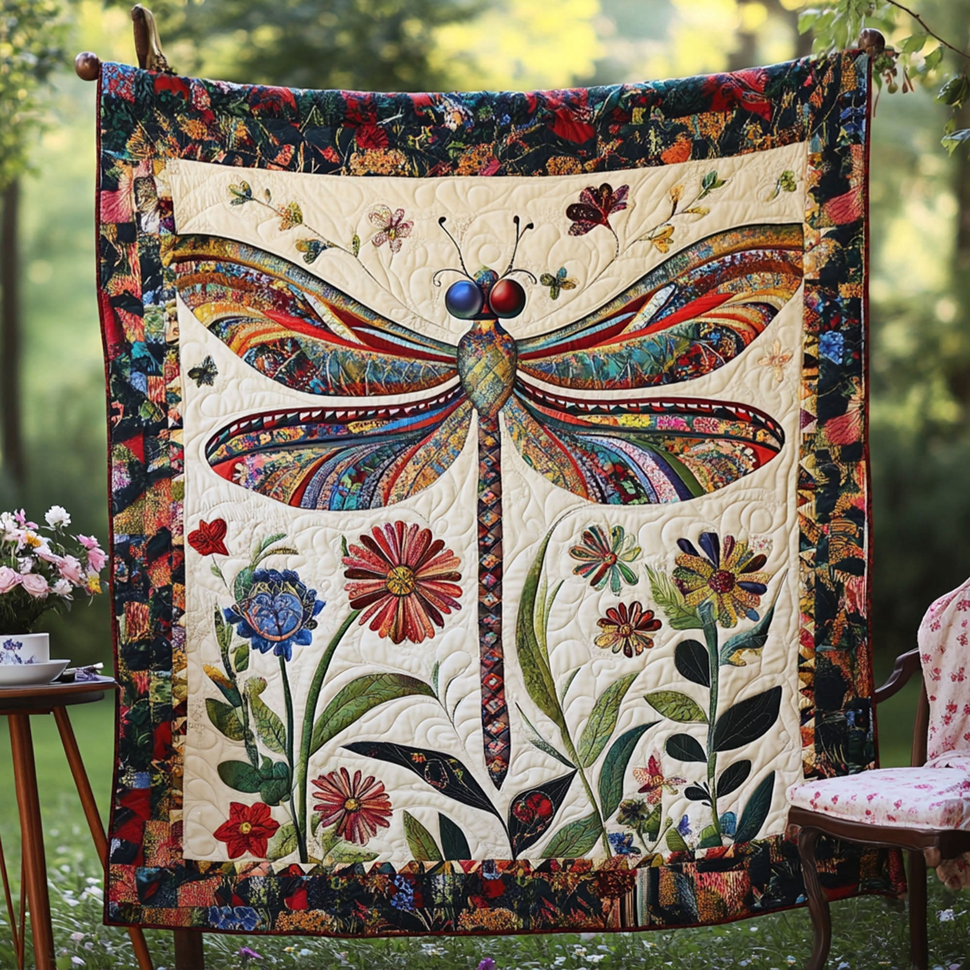Mystic Meadow Flight Quilted Blanket Winter Decor Blanket Cute Dragonfly Lover Ideas For Gifts
