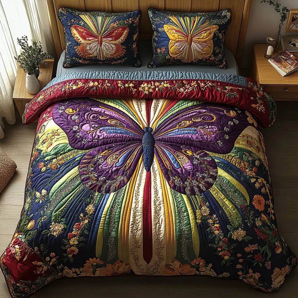 Mystic Monarch Quilted Bedding Set Premium Duvet Cover Gift Set for Mom or Grandma