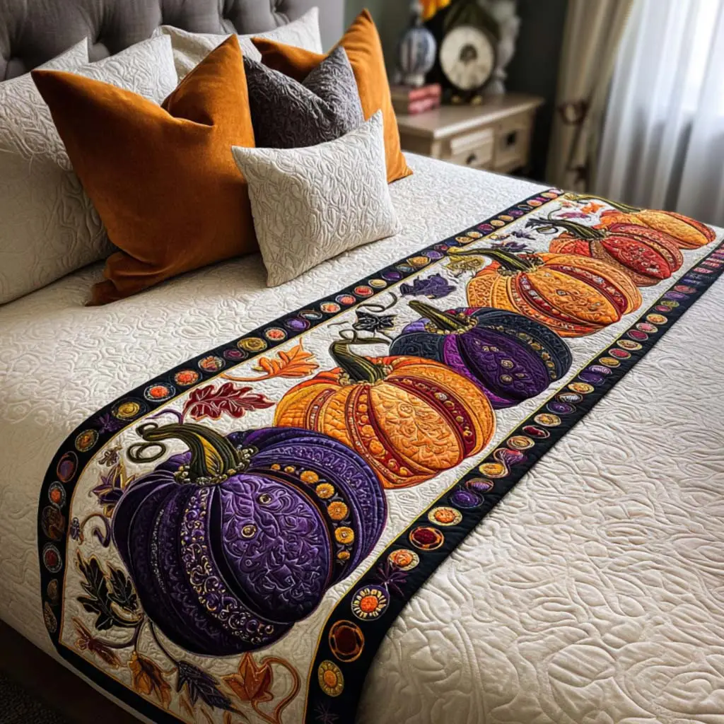 Mystic Shadows Quilted Bed Runner Dreamy Night Scene Unique Gift for Friends