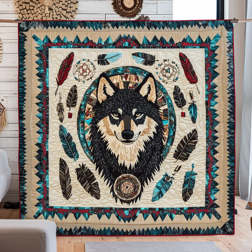 Mystic Sun Wolf Quilt Thoughtful Quilt Blanket Gift for Loved Ones