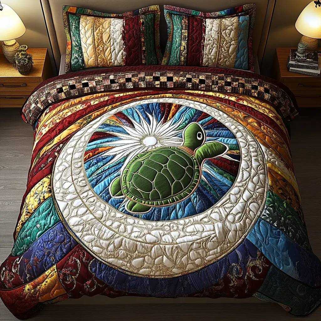 Mystic Swimmer Quilted Bedding Set Cute Bedroom Decor Sea Turtle Gift Ideas For Her Mystic Swimmer Quilted Bedding Set Cute Bedroom Decor Sea Turtle Gift Ideas For Her - Image 1