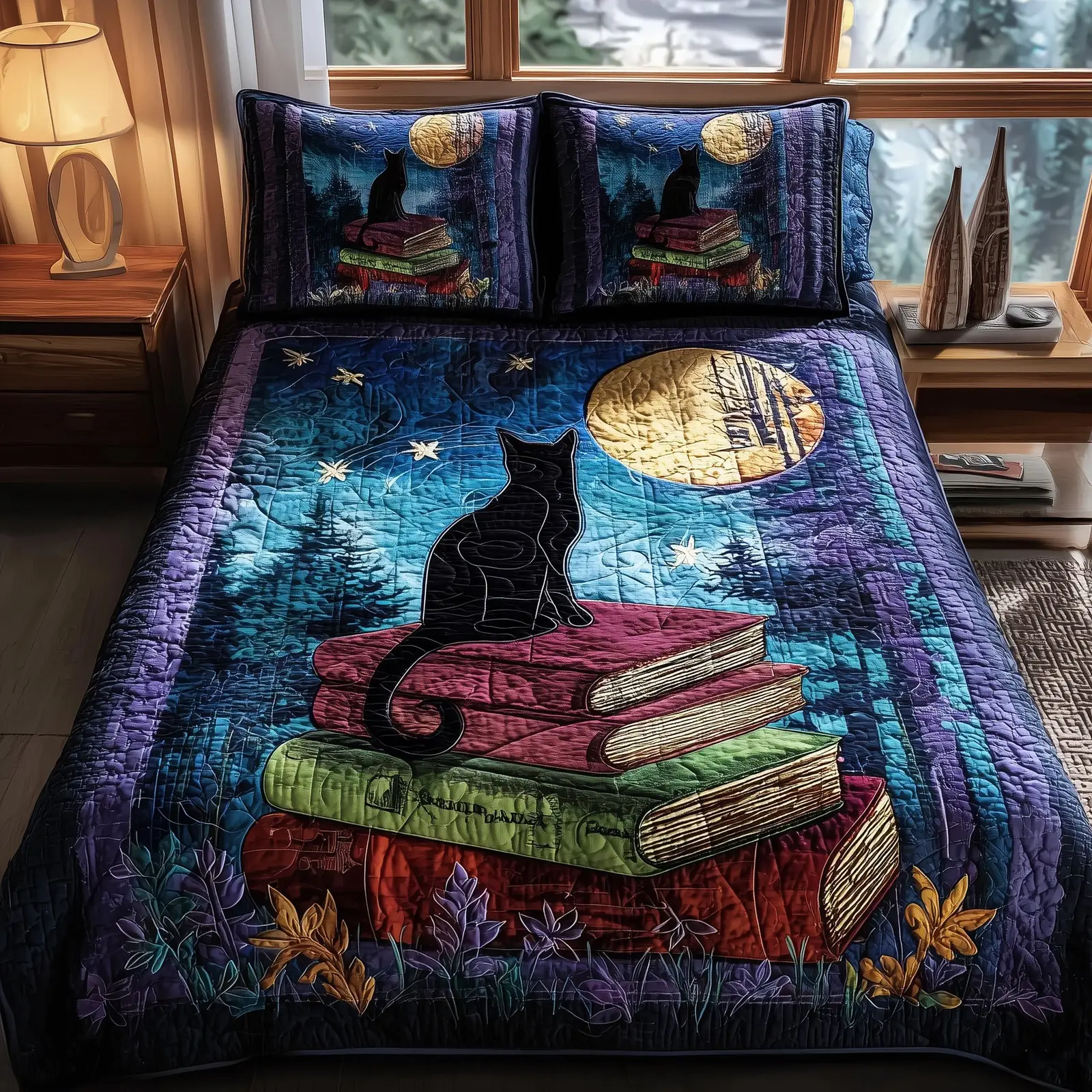 Mystic Whisker Quilted Bedding Set Hypoallergenic