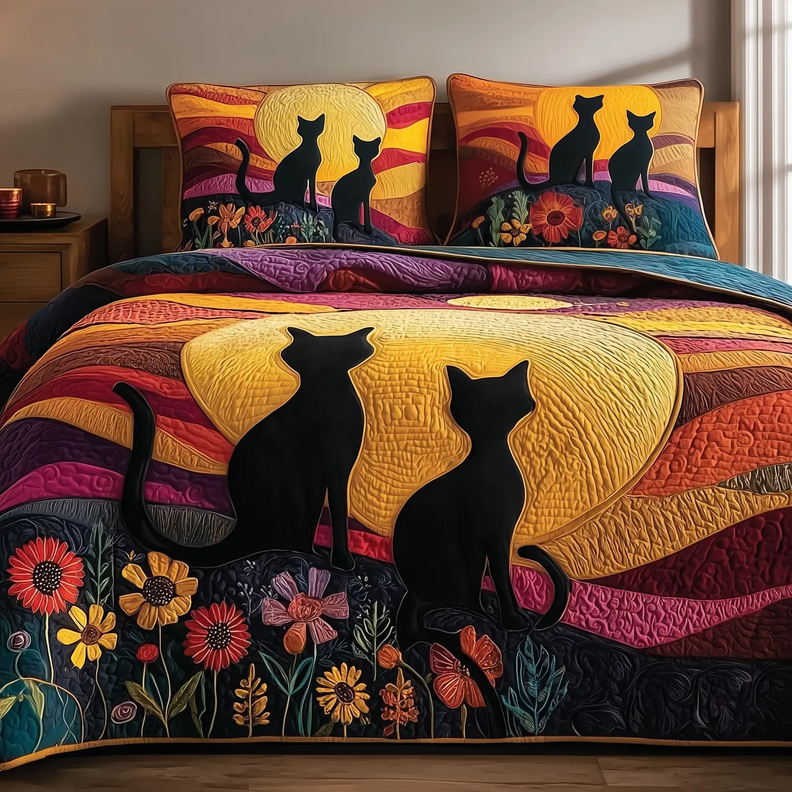 Mystic Whisker Quilted Bedding Set Linen Blend