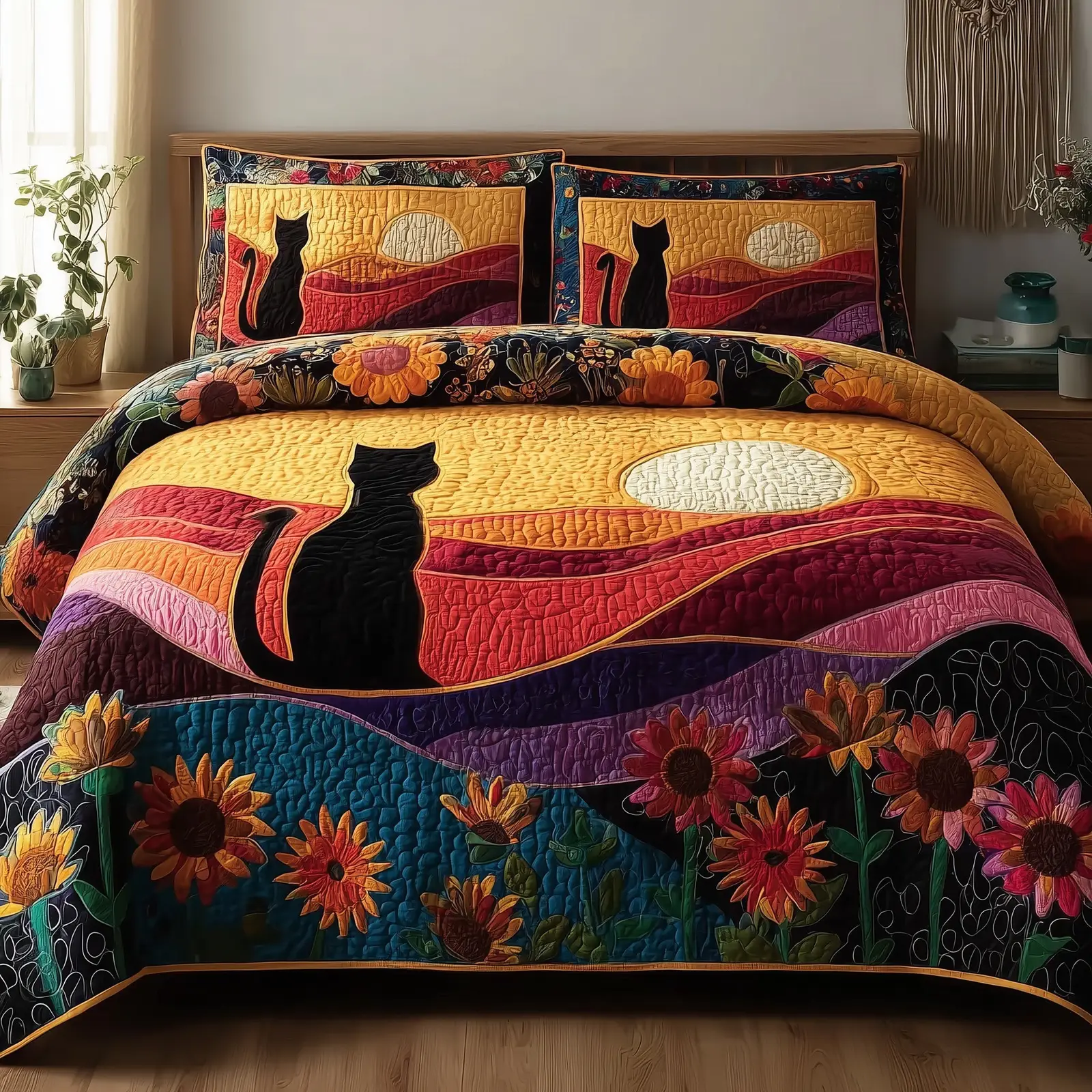 Mystic Whisker Quilted Bedding Set Microfiber