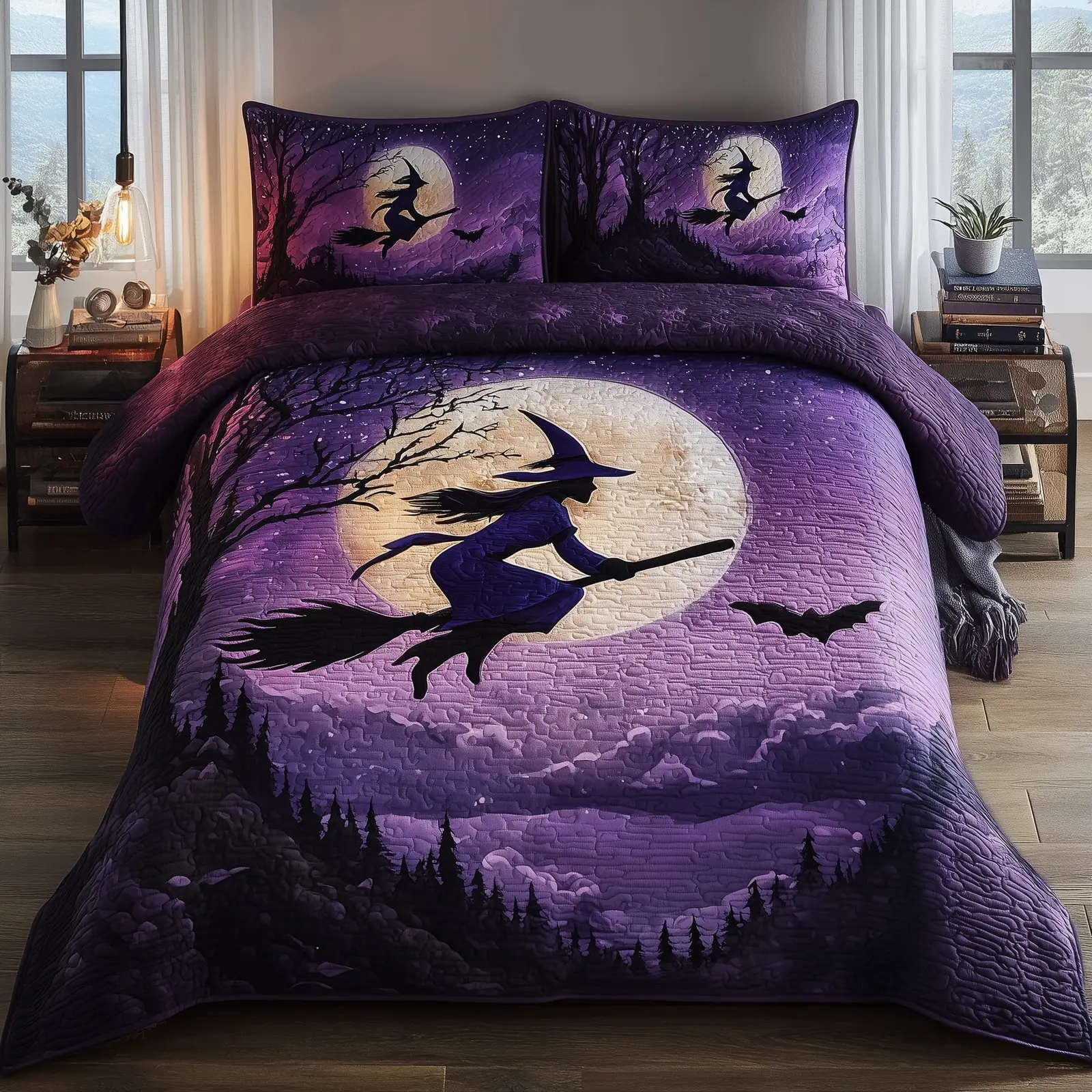 Mystic Witch Quilted Bedding Set Housewarming Gift Mystic Witch Quilted Bedding Set Housewarming Gift - Image 1