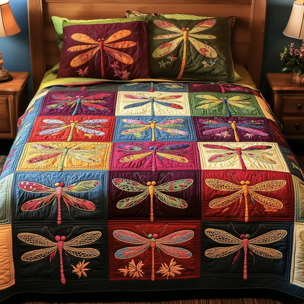 Mystical Wings Quilted Bedding Set Special Home Gift Idea for Comfortable Living