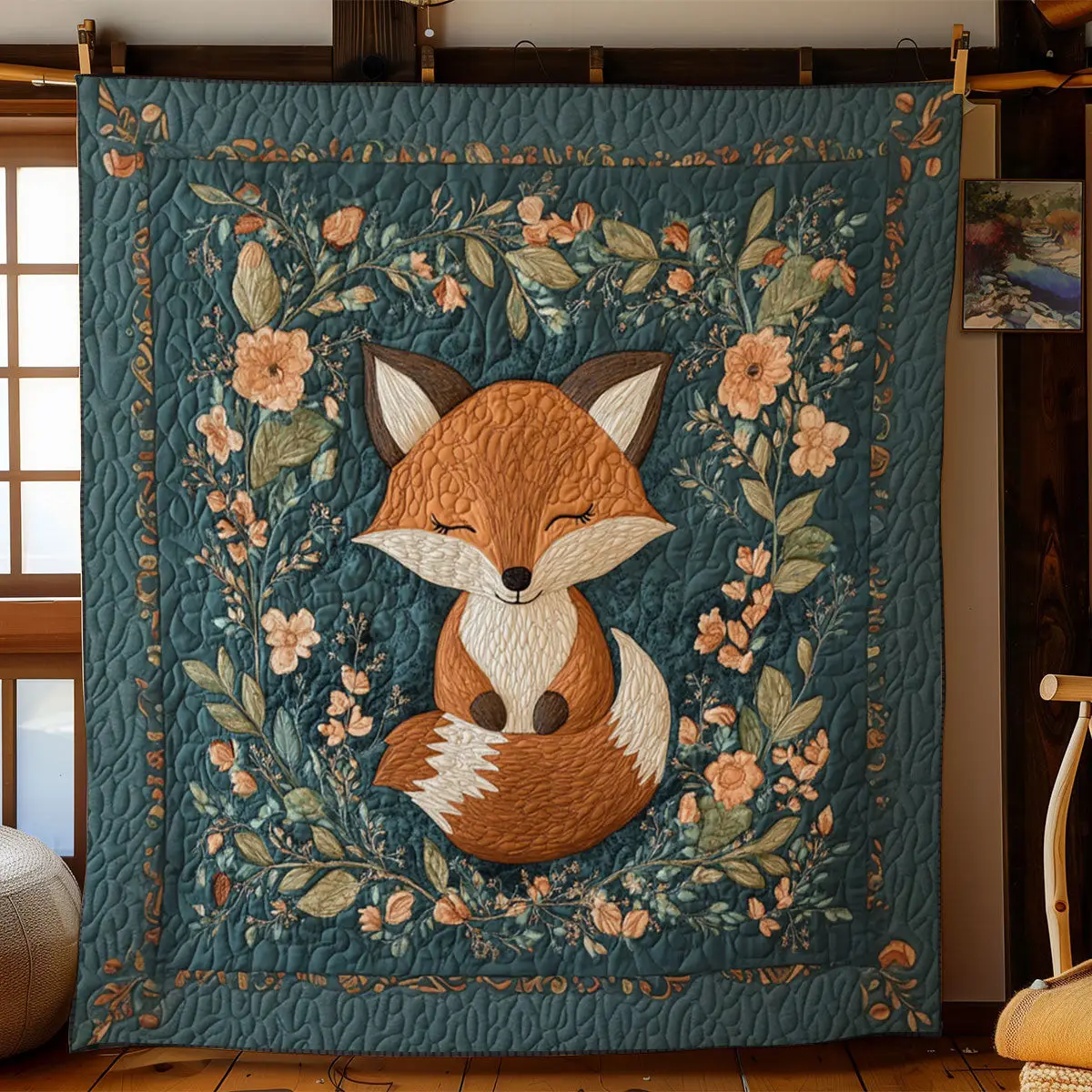 Napping Fox Quilt Blanket Fluffy Throw Blanket Autumn Xmas Gifts For Fox Lovers