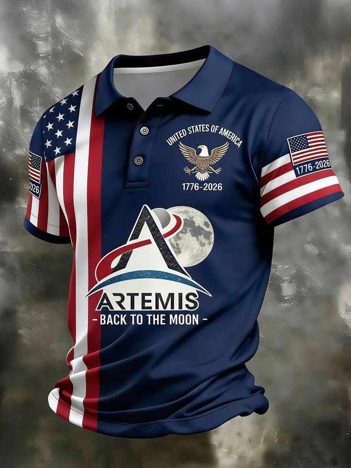 NASA Artemis US Back To The Moon Polo Shirt 250th Anniversary Independence Merch Patriots Gift