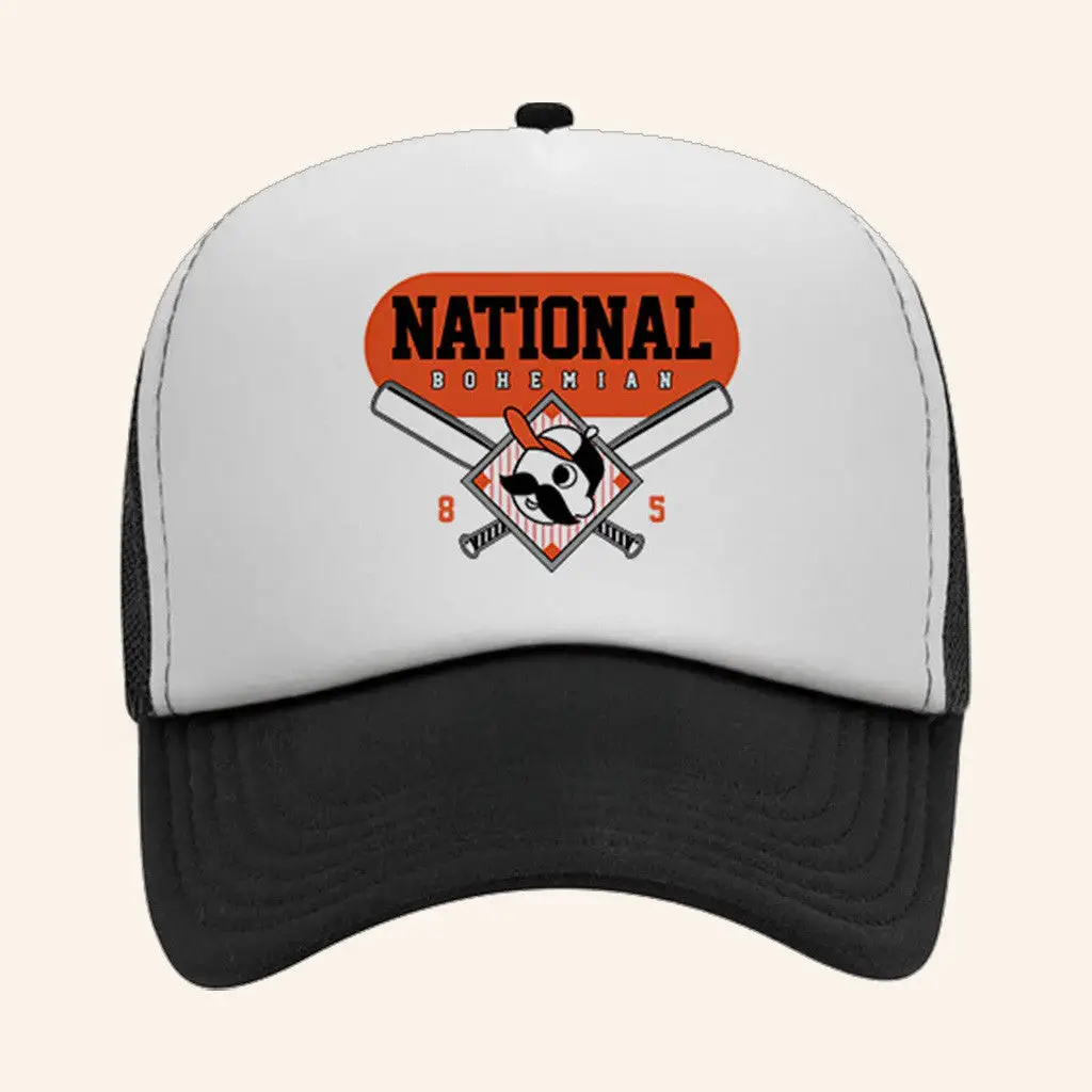 National Bohemian Merch World Famous Black White Trucker Hat Present For Husband -WearandDecor