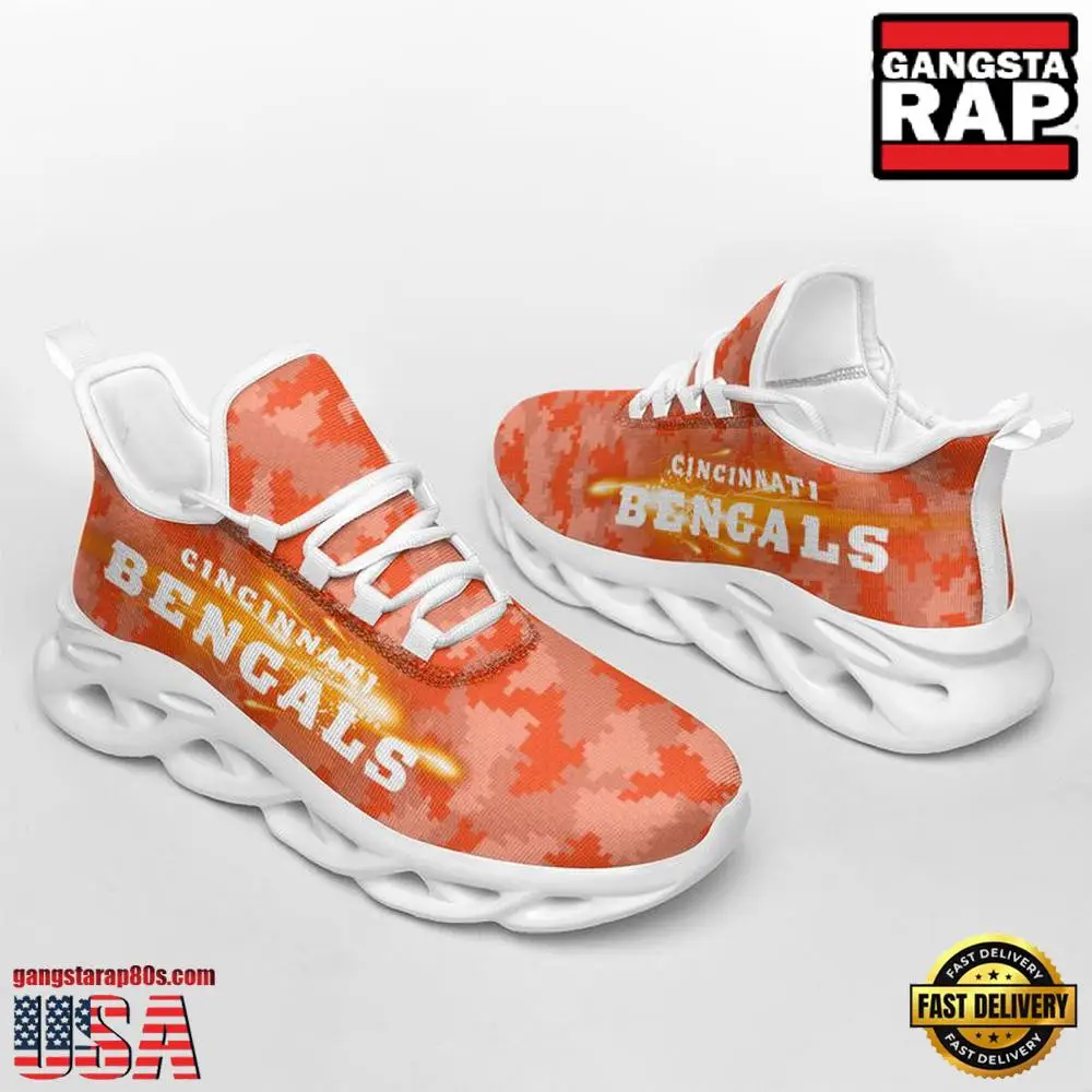 National Football League Cincinnati Bengals Knitted Camouflage Sport Team Air Max Shoes Air Cushion Sneakers