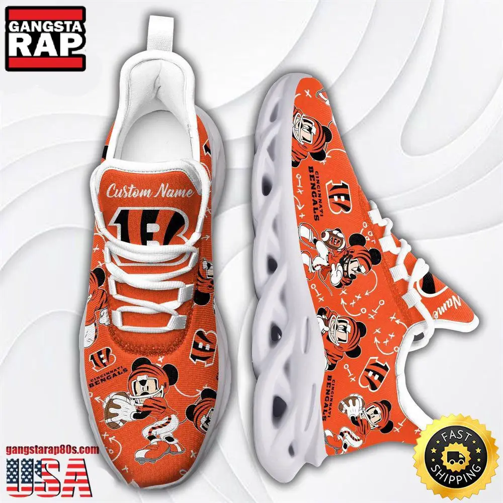 National Football League Cincinnati Bengals Mickey Mouse Custom Name Air Max Shoes Air Cushion Sneakers