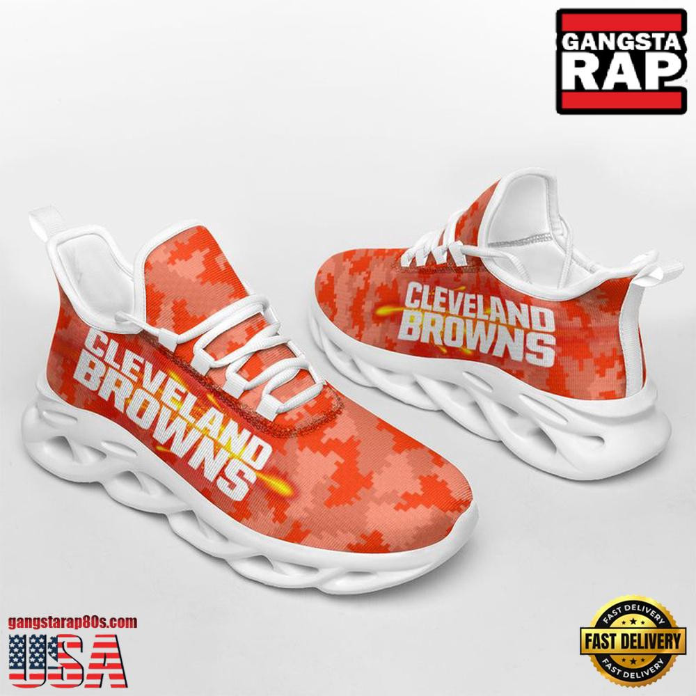 National Football League Cleveland Browns Knitted Camouflage Sport Team Air Max Shoes Air Cushion Sneakers
