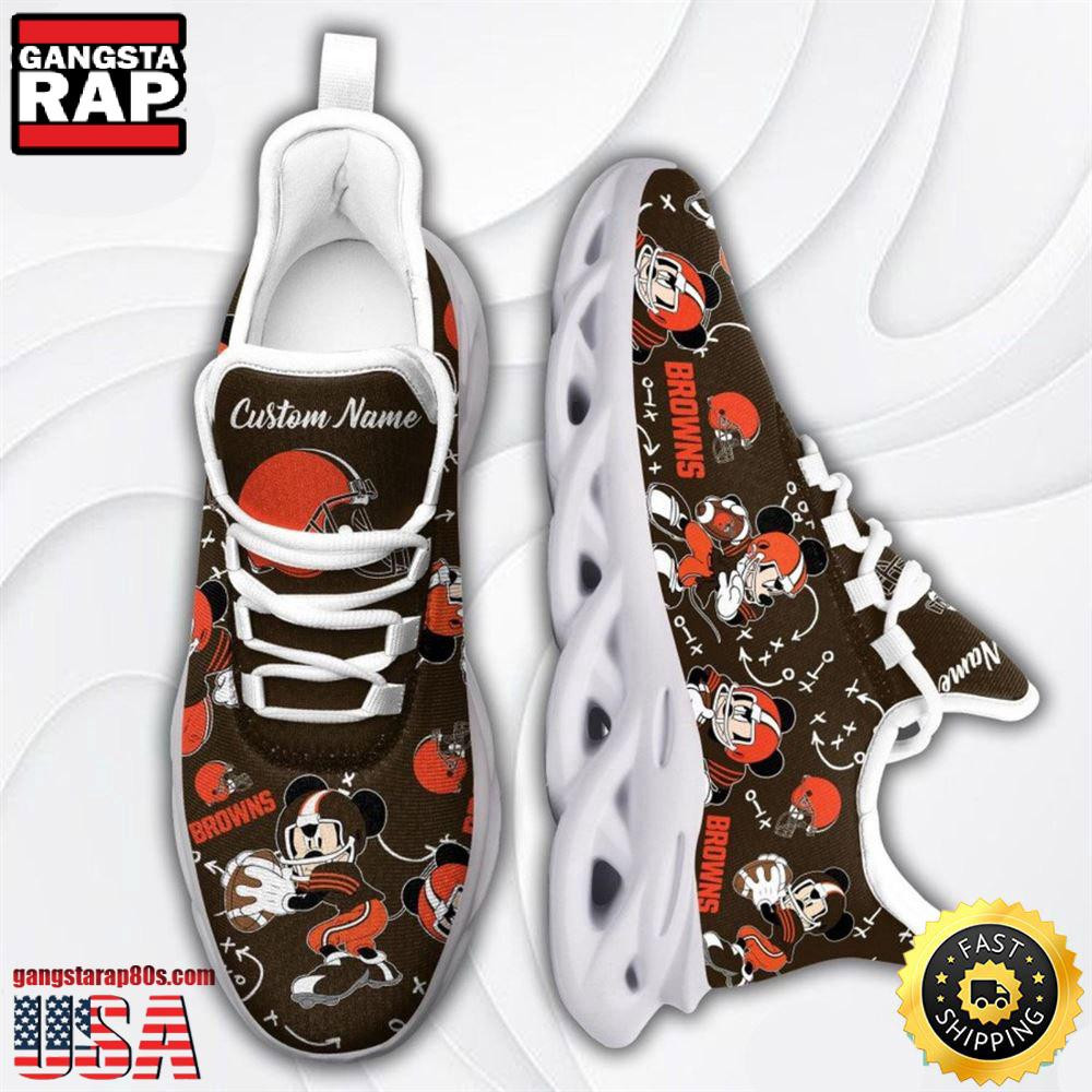 National Football League Cleveland Browns Mickey Mouse Custom Name Air Max Shoes Air Cushion Sneakers National Football League Cleveland Browns Mickey Mouse Custom Name Air Max Shoes Air Cushion Sneakers - Image 1