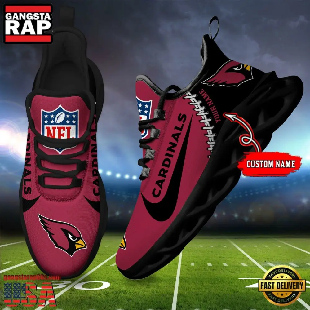 National Football League Custom Name Arizona Cardinals Football Team Design Max Soul Running Sneakers Shoes