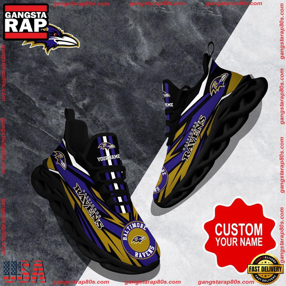 National Football League Custom Name Baltimore Ravens Football Air Max Shoes Air Cushion Sneakers