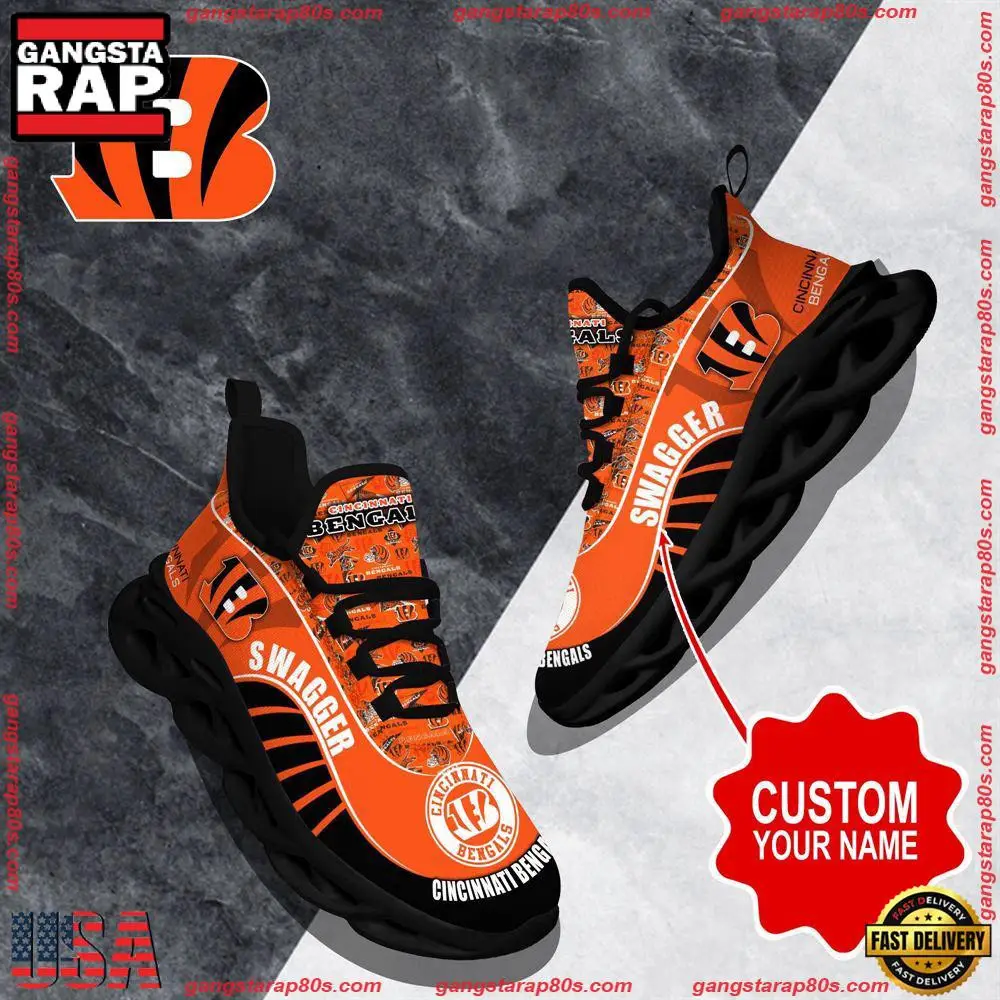 National Football League Custom Name Cincinnati Bengals Sport Football Air Max Shoes Air Cushion Sneakers
