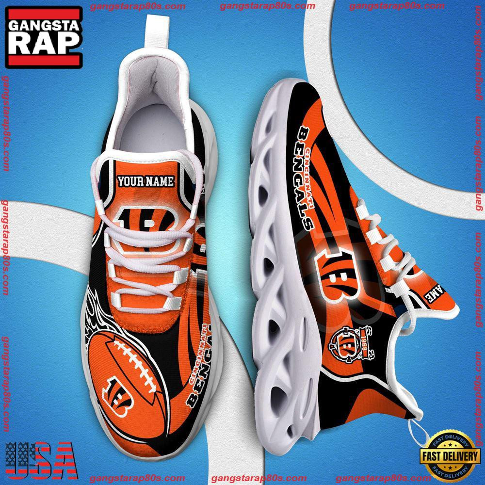 National Football League Custom Name Cincinnati Bengals White C Shoes Air Max Shoes Air Cushion Sneakers