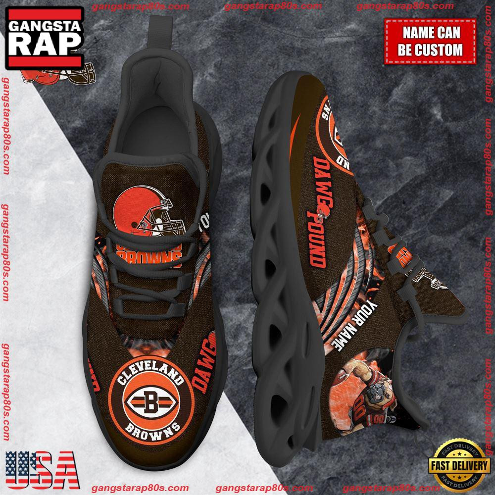 National Football League Custom Name Cleveland Browns Air Max Shoes Air Cushion Sneakers