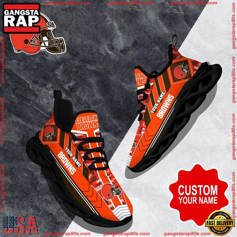 National Football League Custom Name Cleveland Browns Logo Air Max Shoes Air Cushion Sneakers