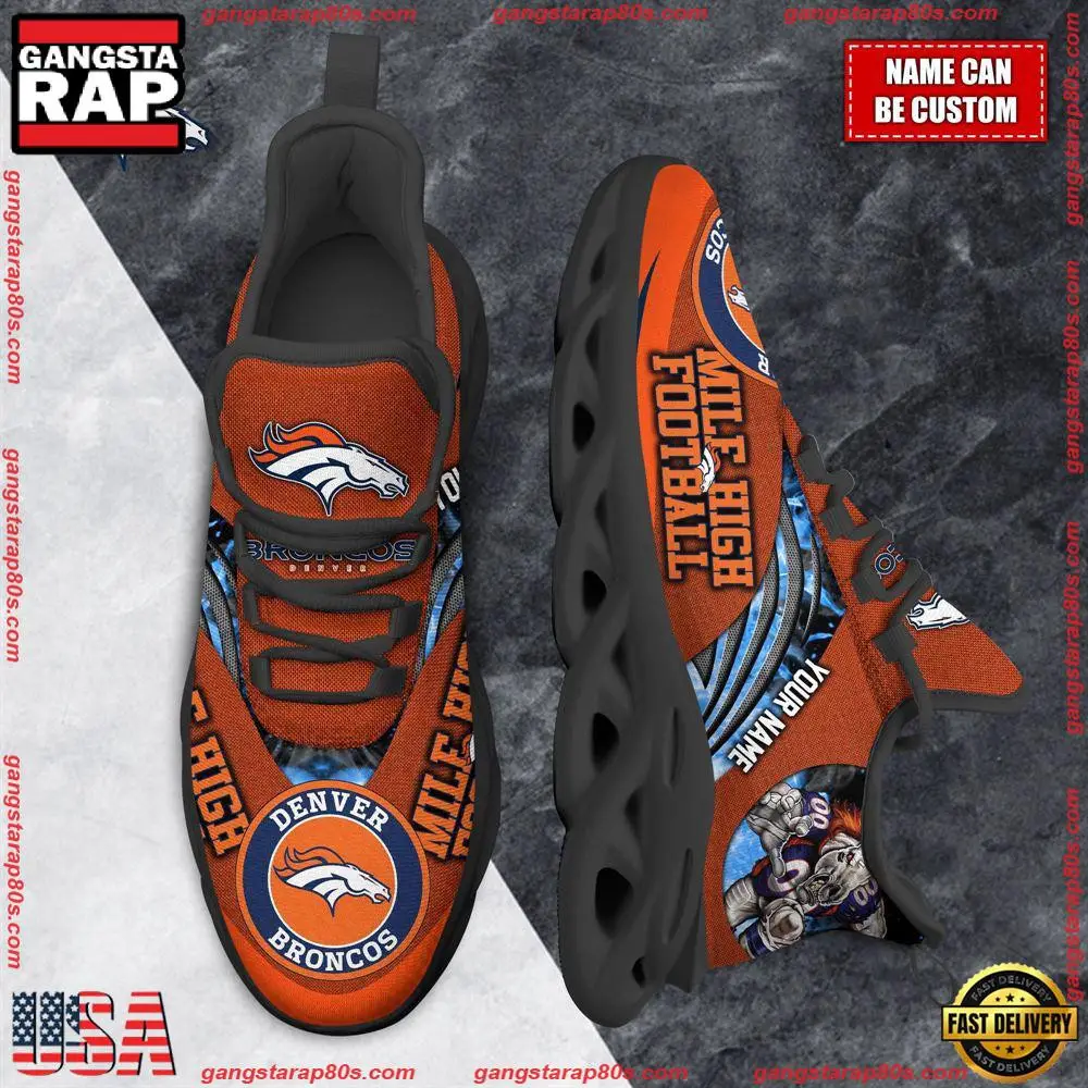 National Football League Custom Name Denver Broncos Air Max Shoes Air Cushion Sneakers