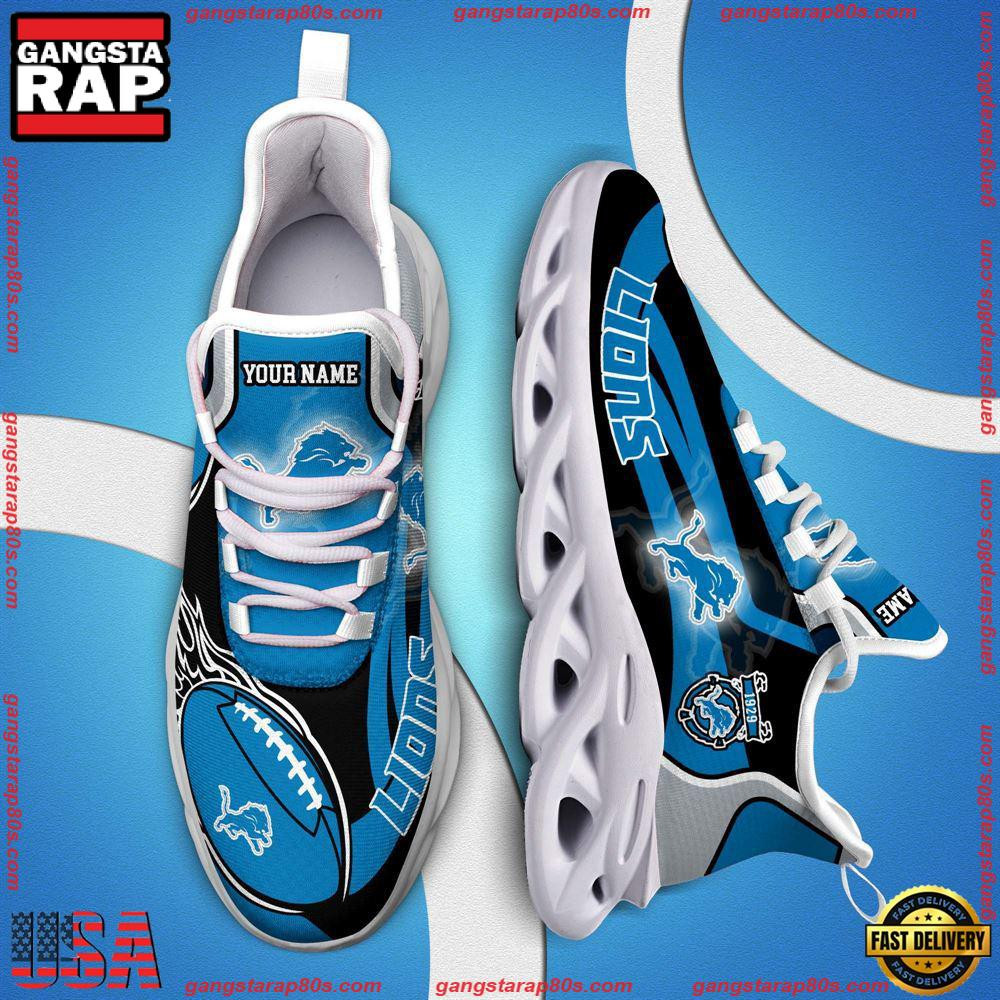 National Football League Custom Name Detroit Lions White C Shoes Air Max Shoes Air Cushion Sneakers