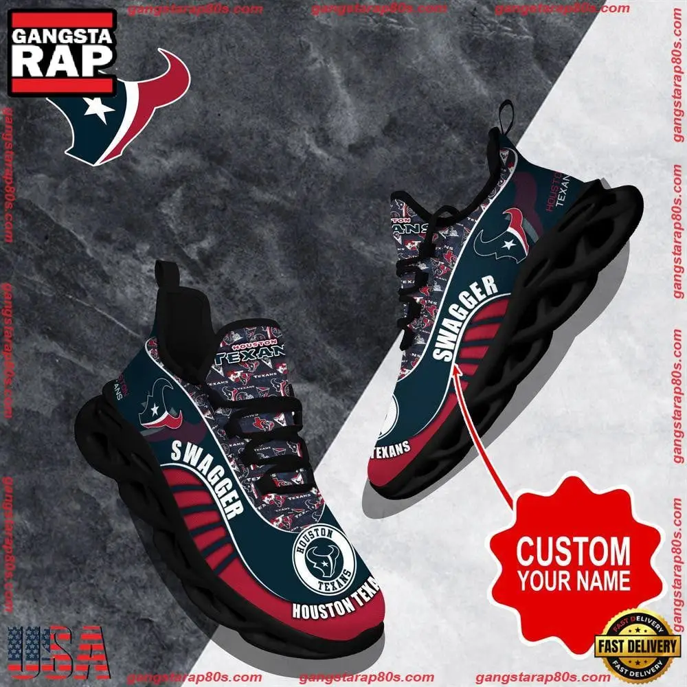 National Football League Custom Name Houston Texans Sport Football Air Max Shoes Air Cushion Sneakers