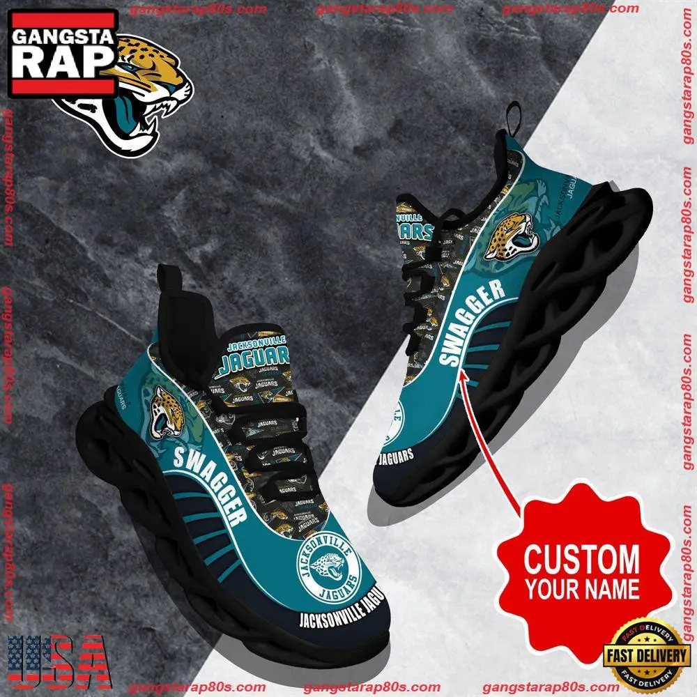 National Football League Custom Name Jacksonville Jaguars Sport Football Air Max Shoes Air Cushion Sneakers