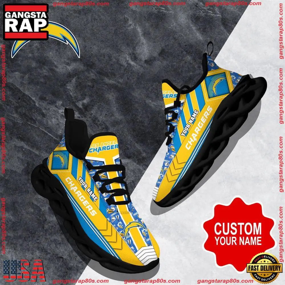 National Football League Custom Name Los Angeles Chargers Logo Air Max Shoes Air Cushion Sneakers