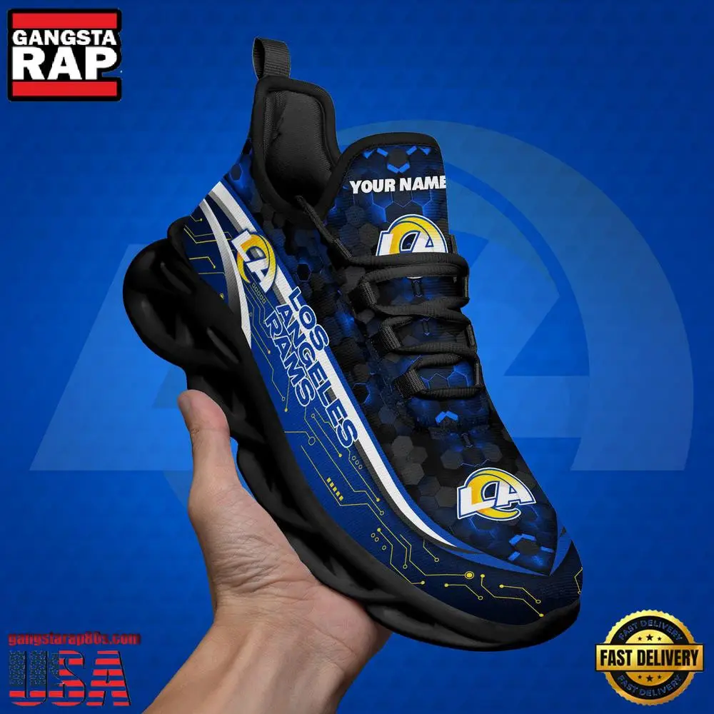 National Football League Custom Name Los Angeles Rams Team Logo Air Max Shoes Air Cushion Sneakers National Football League Custom Name Los Angeles Rams Team Logo Air Max Shoes Air Cushion Sneakers - Image 1