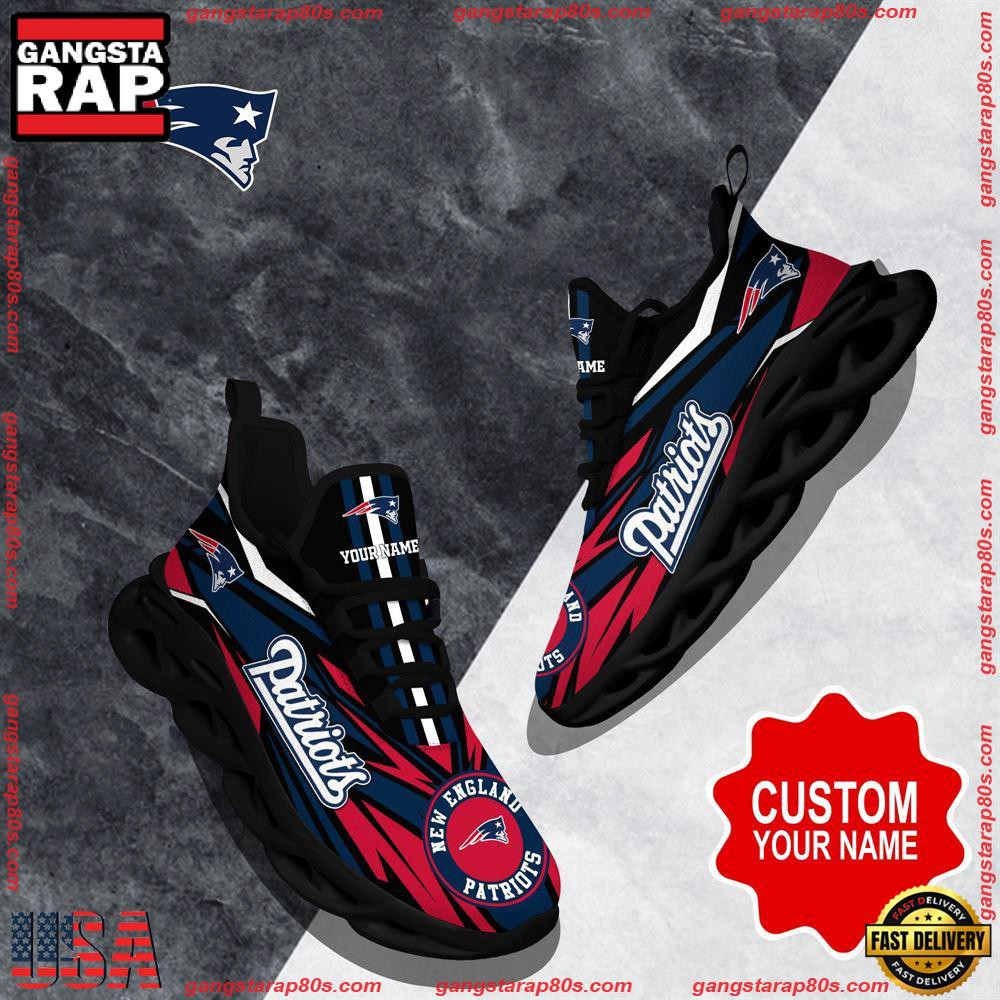 National Football League Custom Name New England Patriots Football Air Max Shoes Air Cushion Sneakers