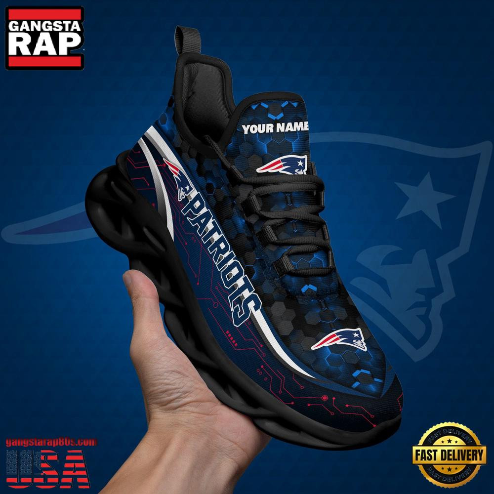 National Football League Custom Name New England Patriots Team Logo Air Max Shoes Air Cushion Sneakers