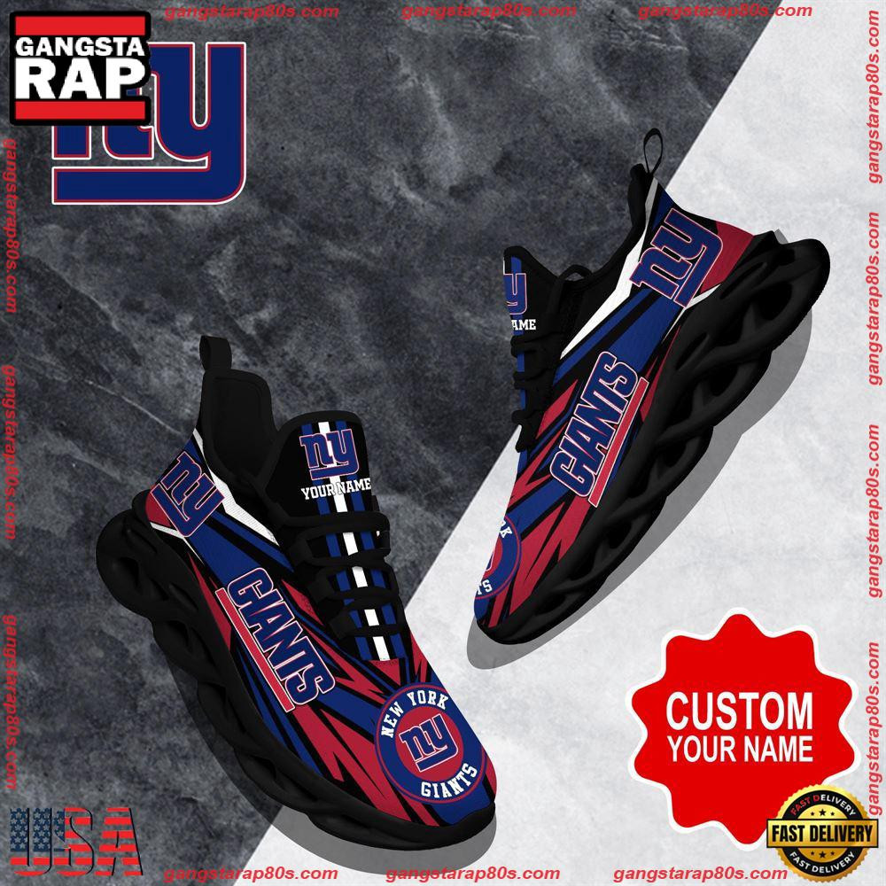National Football League Custom Name New York Giants Football Air Max Shoes Air Cushion Sneakers