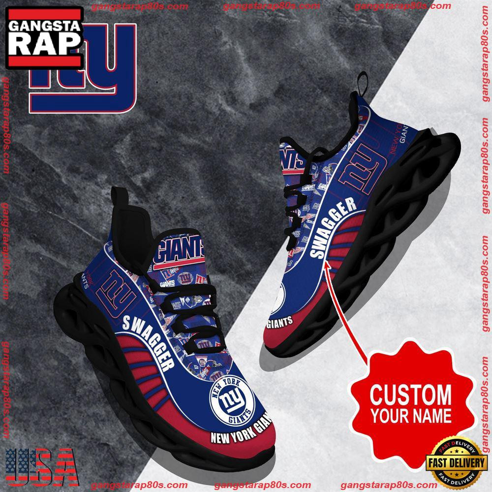 National Football League Custom Name New York Giants Sport Football Air Max Shoes Air Cushion Sneakers