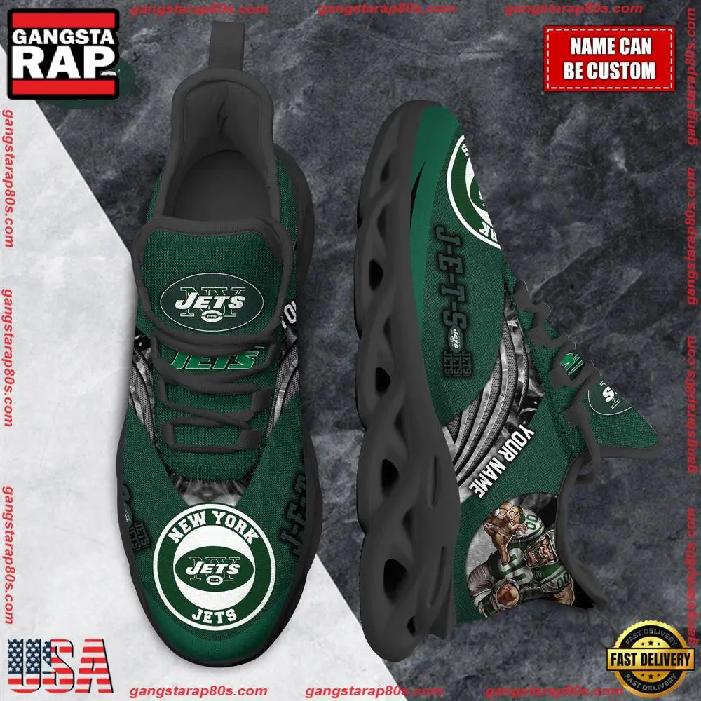 National Football League Custom Name New York Jets Air Max Shoes Air Cushion Sneakers