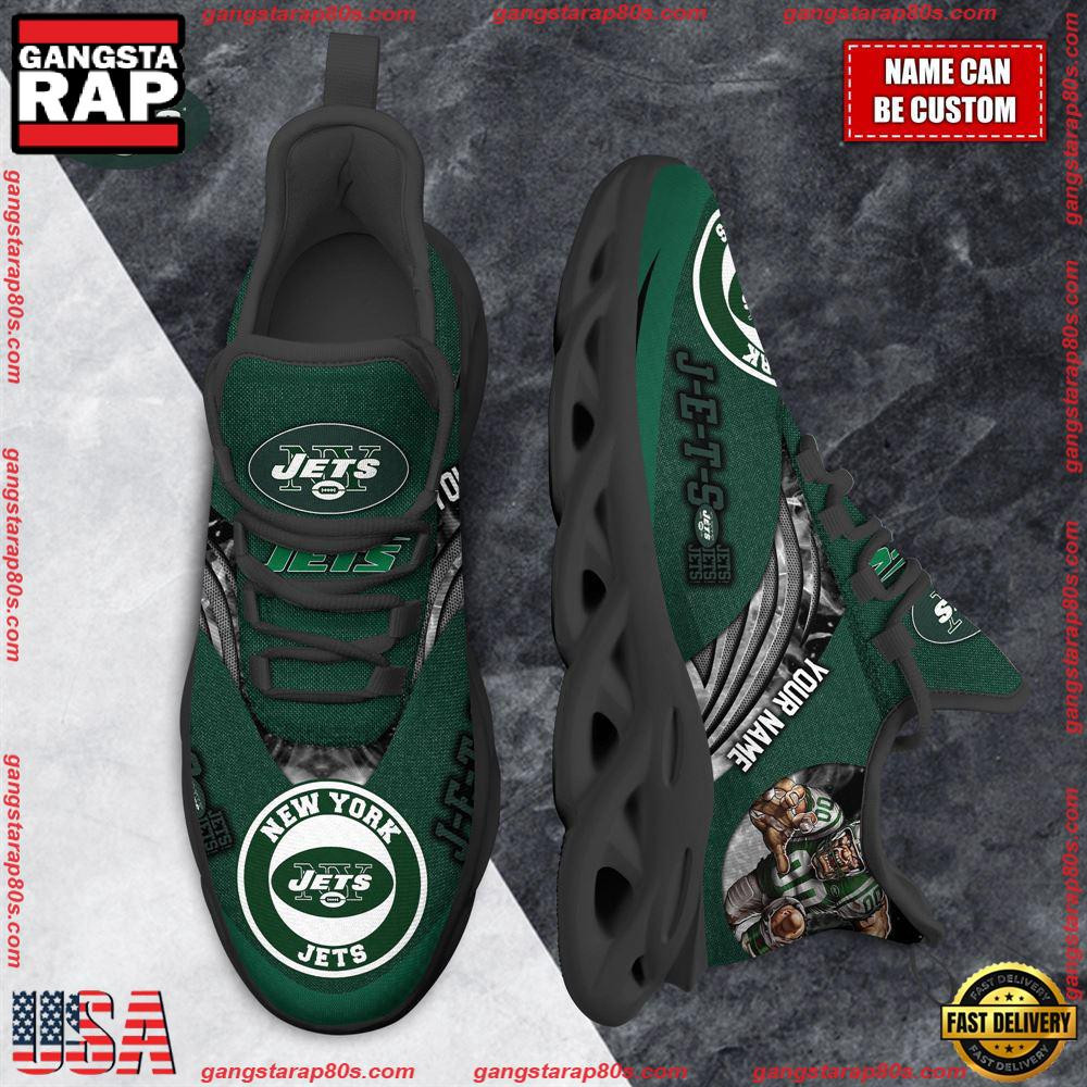 National Football League Custom Name New York Jets Air Max Shoes Air Cushion Sneakers