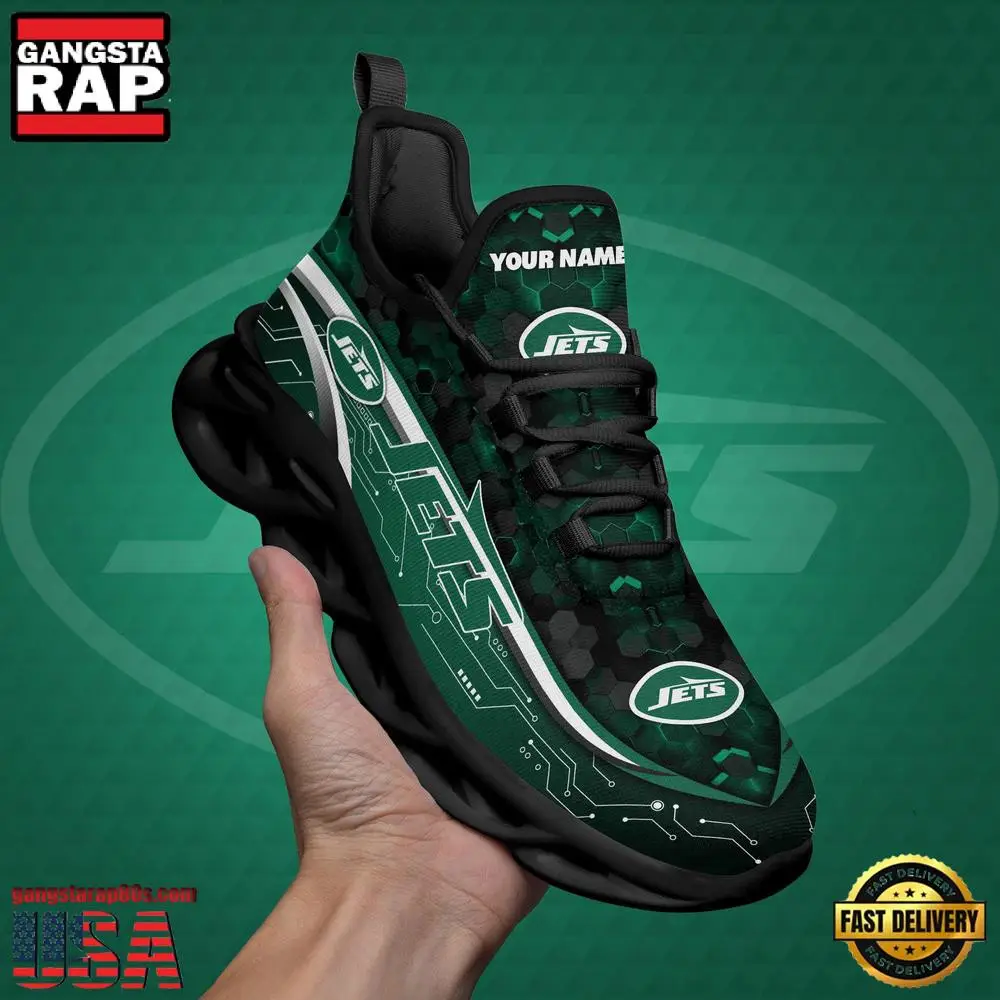 National Football League Custom Name New York Jets Team Logo Air Max Shoes Air Cushion Sneakers