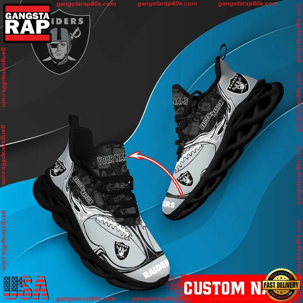 National Football League Custom Name Oakland Raiders Air Max Shoes Air Cushion Sneakers National Football League Custom Name Oakland Raiders Air Max Shoes Air Cushion Sneakers - Image 1