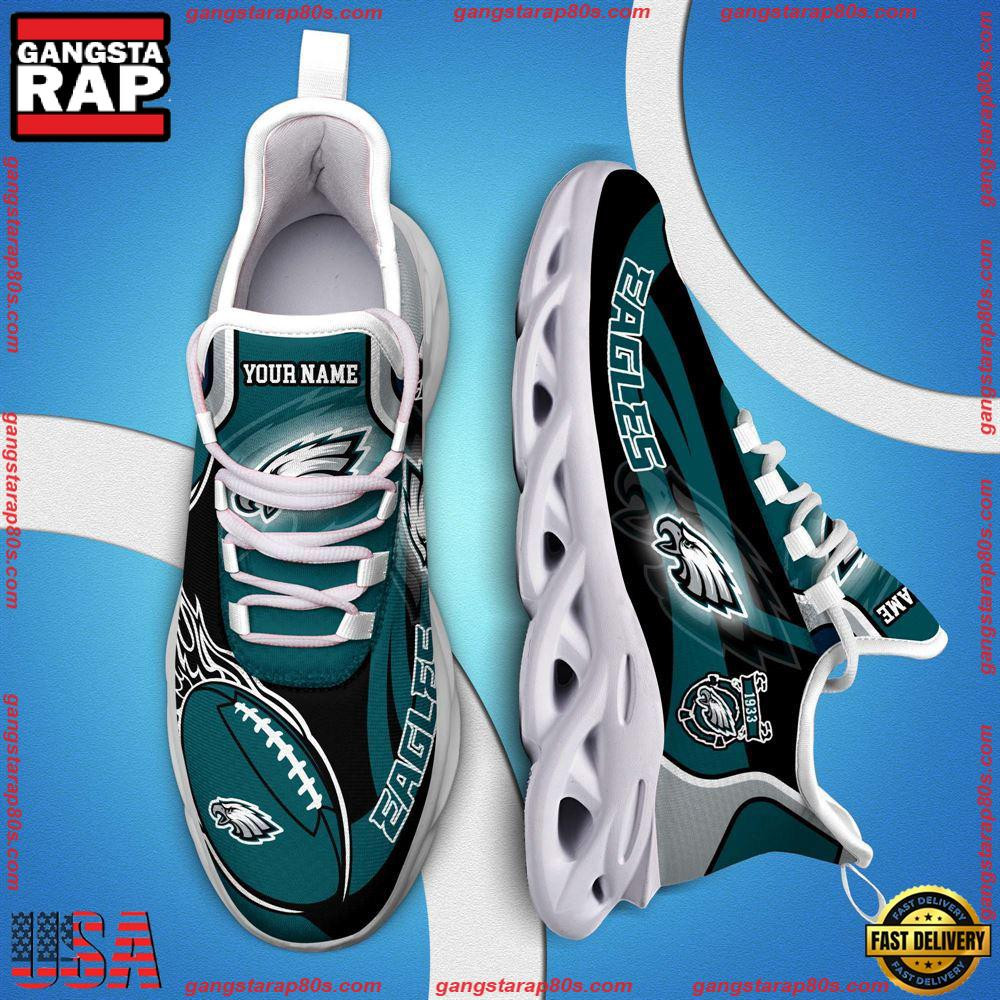 National Football League Custom Name Philadelphia Eagles White C Shoes Air Max Shoes Air Cushion Sneakers