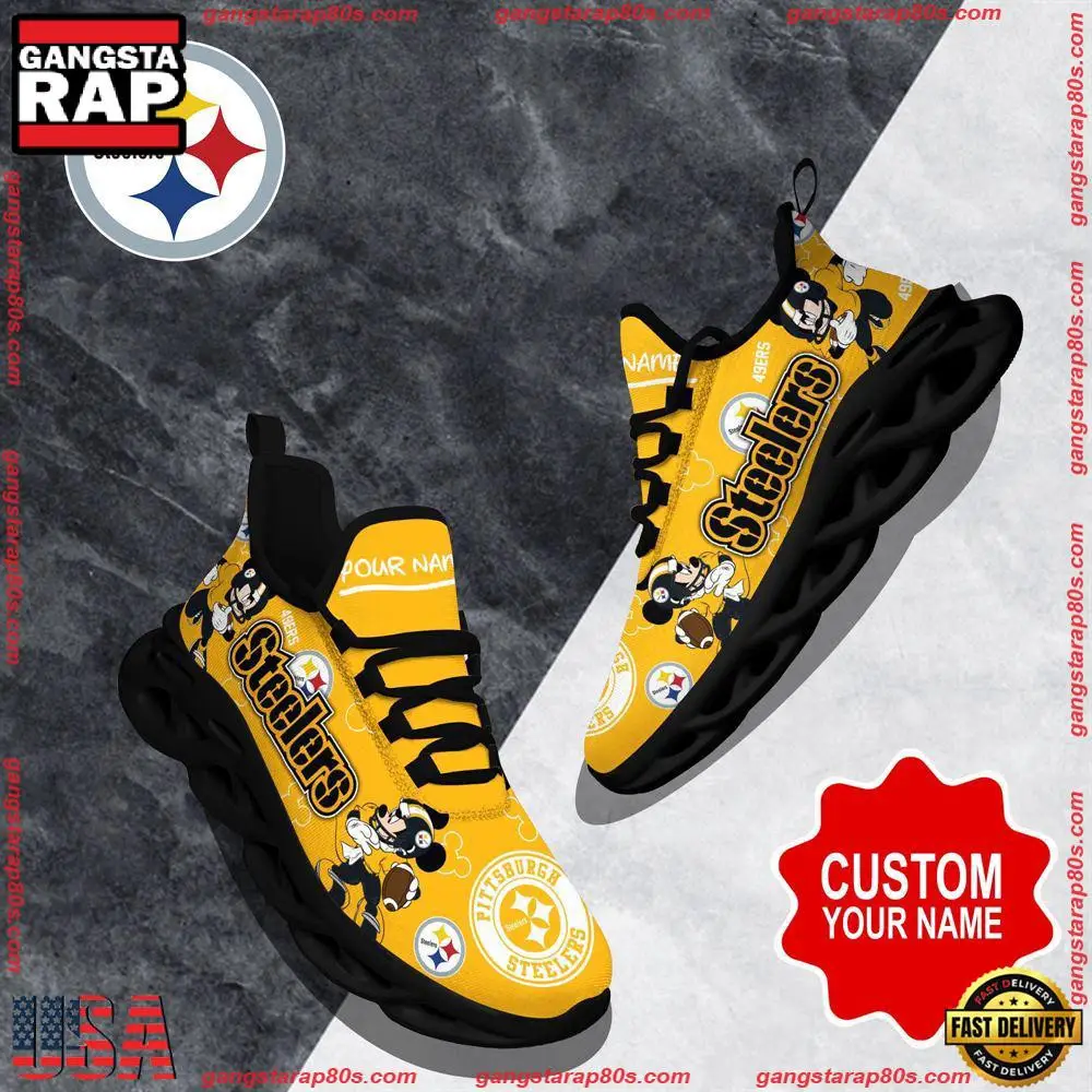 National Football League Custom Name Pittsburgh Steelers Christmas Air Max Shoes Air Cushion Sneakers National Football League Custom Name Pittsburgh Steelers Christmas Air Max Shoes Air Cushion Sneakers - Image 1