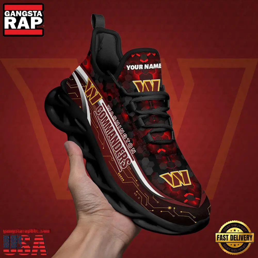 National Football League Custom Name Washington Commanders Team Logo Air Max Shoes Air Cushion Sneakers National Football League Custom Name Washington Commanders Team Logo Air Max Shoes Air Cushion Sneakers - Image 1
