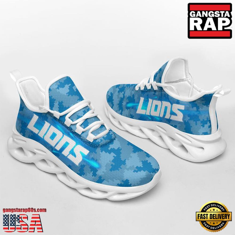 National Football League Detroit Lions Knitted Camouflage Sport Team Air Max Shoes Air Cushion Sneakers