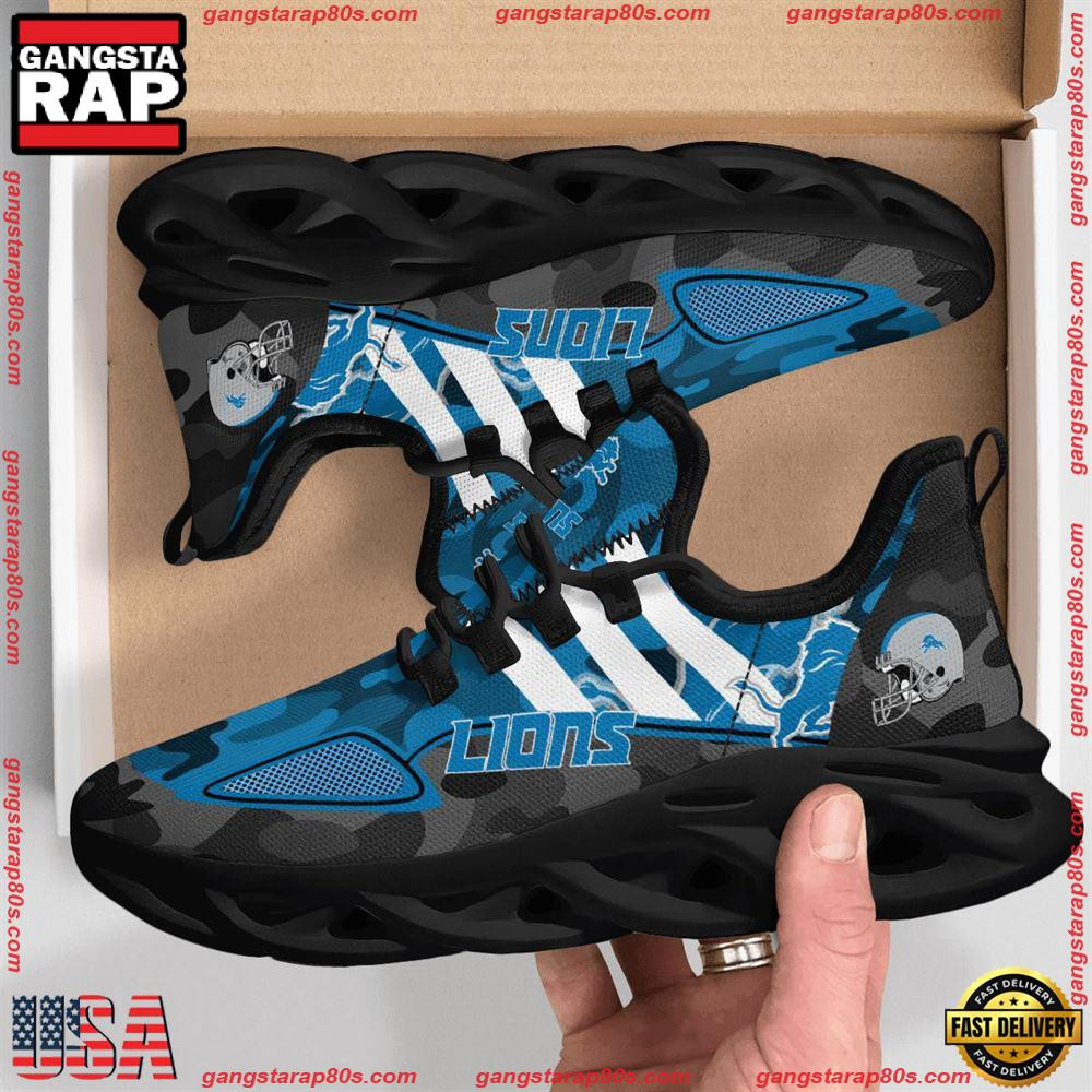 National Football League Detroit Lions Military Camouflage Air Max Shoes Air Cushion Sneakers Running Sneakers