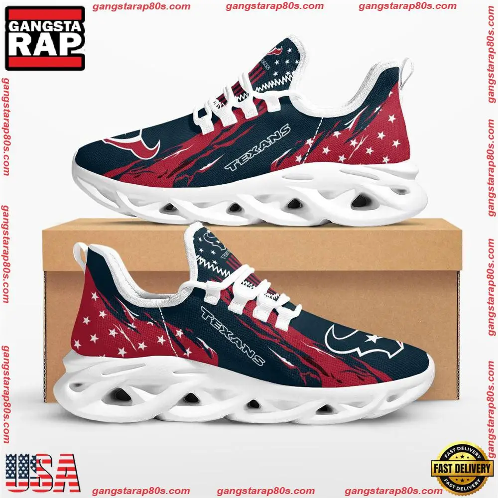National Football League Houston Texans Stars and Stripes Air Max Shoes Air Cushion Sneakers Running Sneakers National Football League Houston Texans Stars and Stripes Air Max Shoes Air Cushion Sneakers Running Sneakers - Image 1
