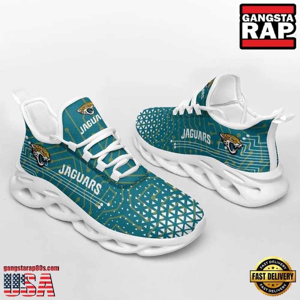 National Football League Jacksonville Jaguars Electrical Circuit Sport Team Air Max Shoes Air Cushion Sneakers National Football League Jacksonville Jaguars Electrical Circuit Sport Team Air Max Shoes Air Cushion Sneakers - Image 1