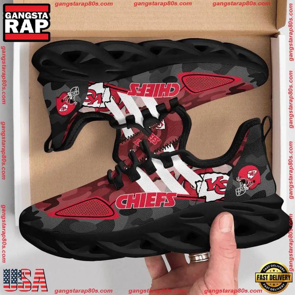 National Football League Kansas City Chiefs Military Camouflage Air Max Shoes Air Cushion Sneakers Running Sneakers