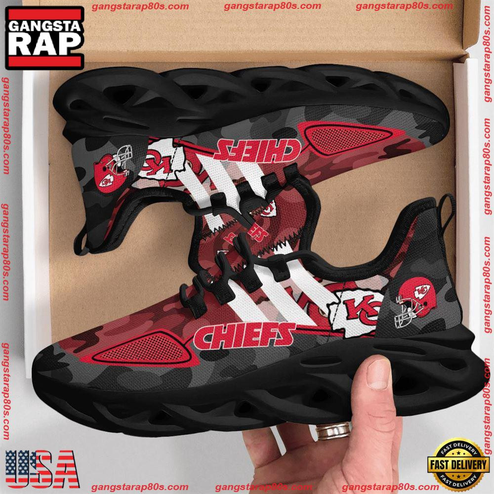 National Football League Kansas City Chiefs Military Camouflage Air Max Shoes Air Cushion Sneakers Running Sneakers