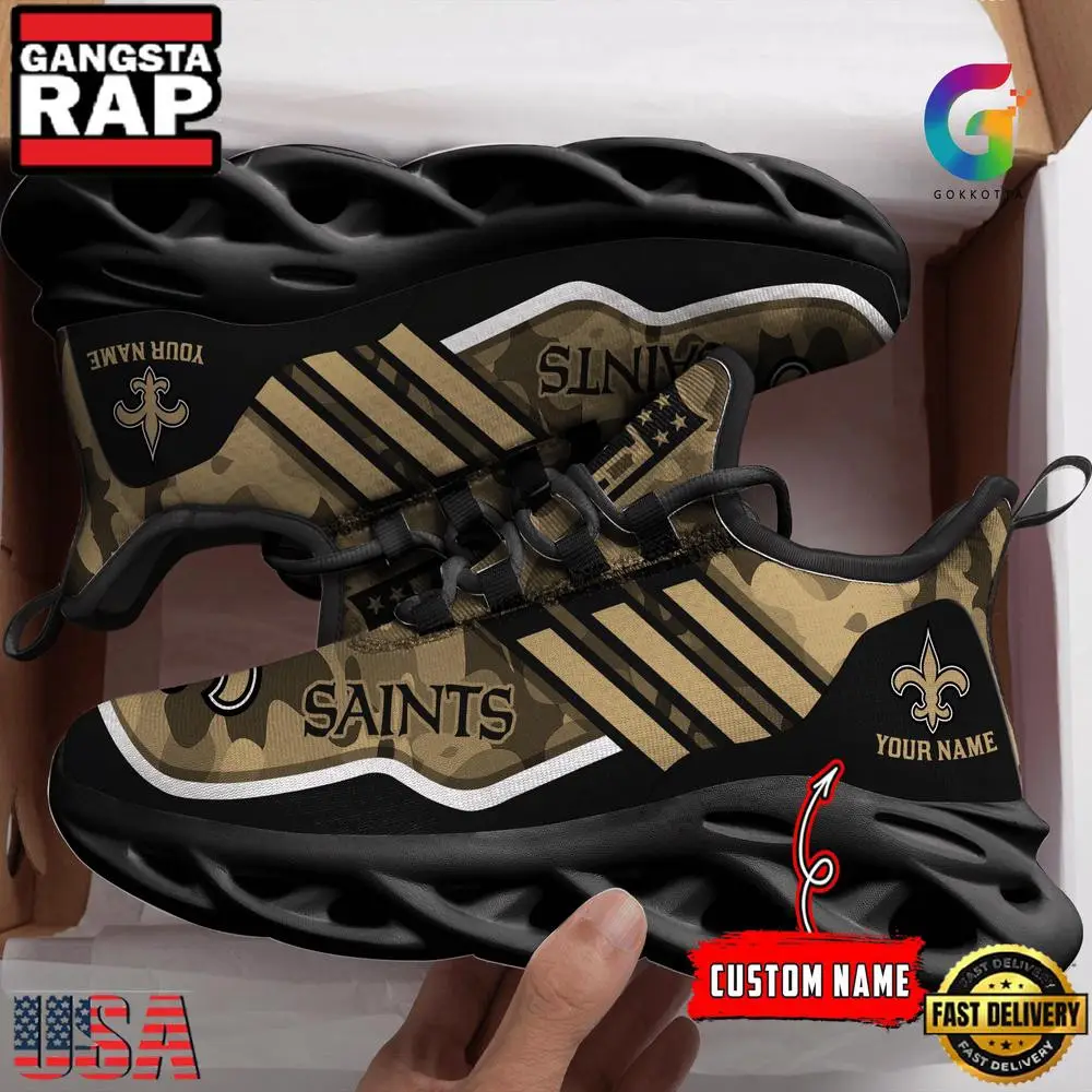 National Football League New Orleans Saints Sport Football Camo Air Max Shoes Air Cushion Sneakers