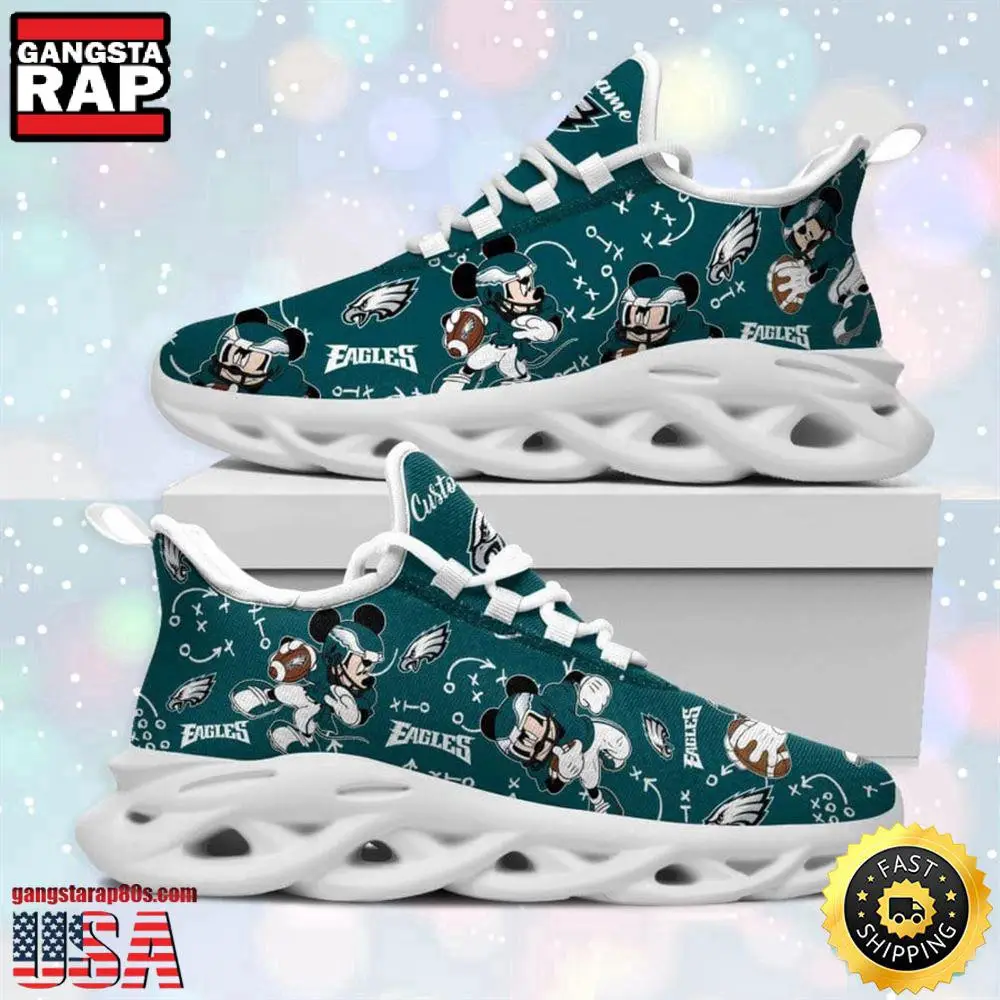 National Football League Philadelphia Eagles Mickey Mouse Custom Name Air Max Shoes Air Cushion Sneakers