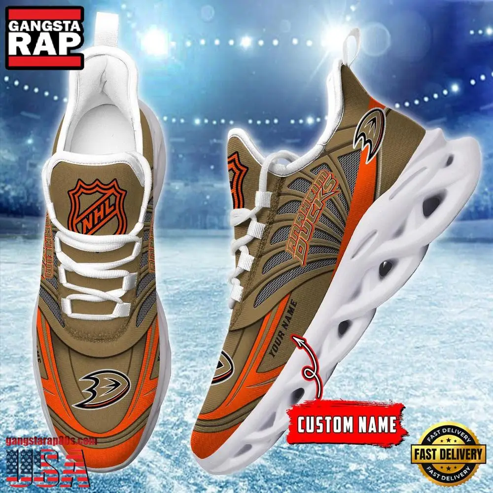 National Hockey League Custom Name Anaheim Ducks Team Logo Air Max Shoes Air Cushion Sneakers National Hockey League Custom Name Anaheim Ducks Team Logo Air Max Shoes Air Cushion Sneakers - Image 1