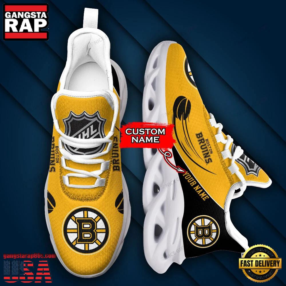 National Hockey League Custom Name Boston Bruins Sport Air Max Shoes Air Cushion Sneakers